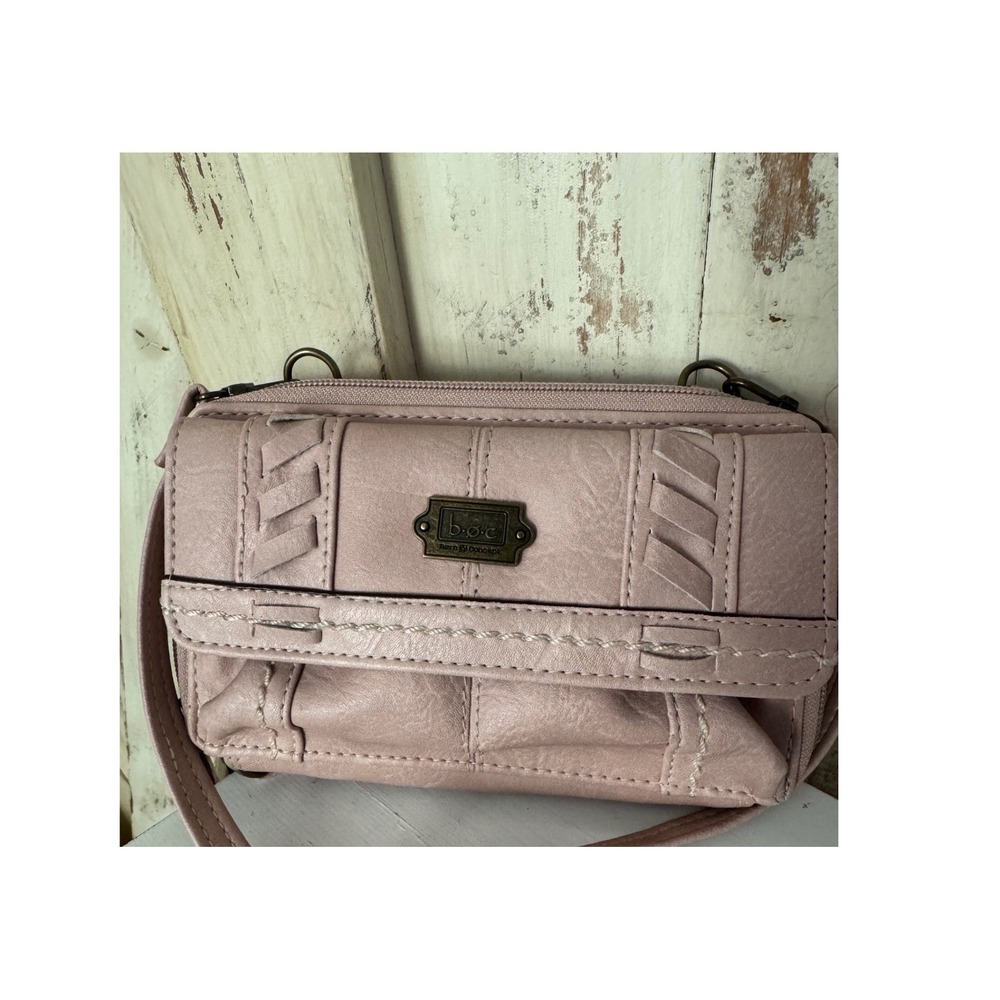 BOC Born Concept Blush Pink Leather Mini Crossbody Wallet Bag Adjustable Strap